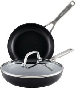 KitchenAid Hard Anodized Induction Nonstick Frying Pans/Skillet Set, 3 Piece - Matte Black