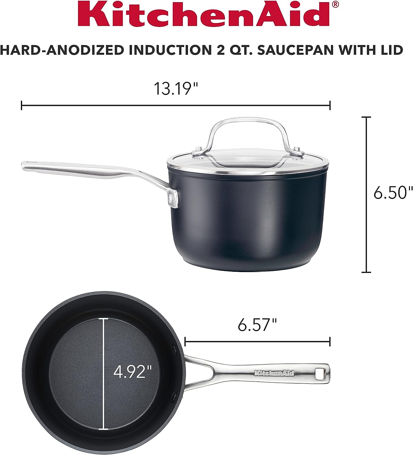 KitchenAid Hard Anodized Induction Nonstick Saucepan with Lid, 2