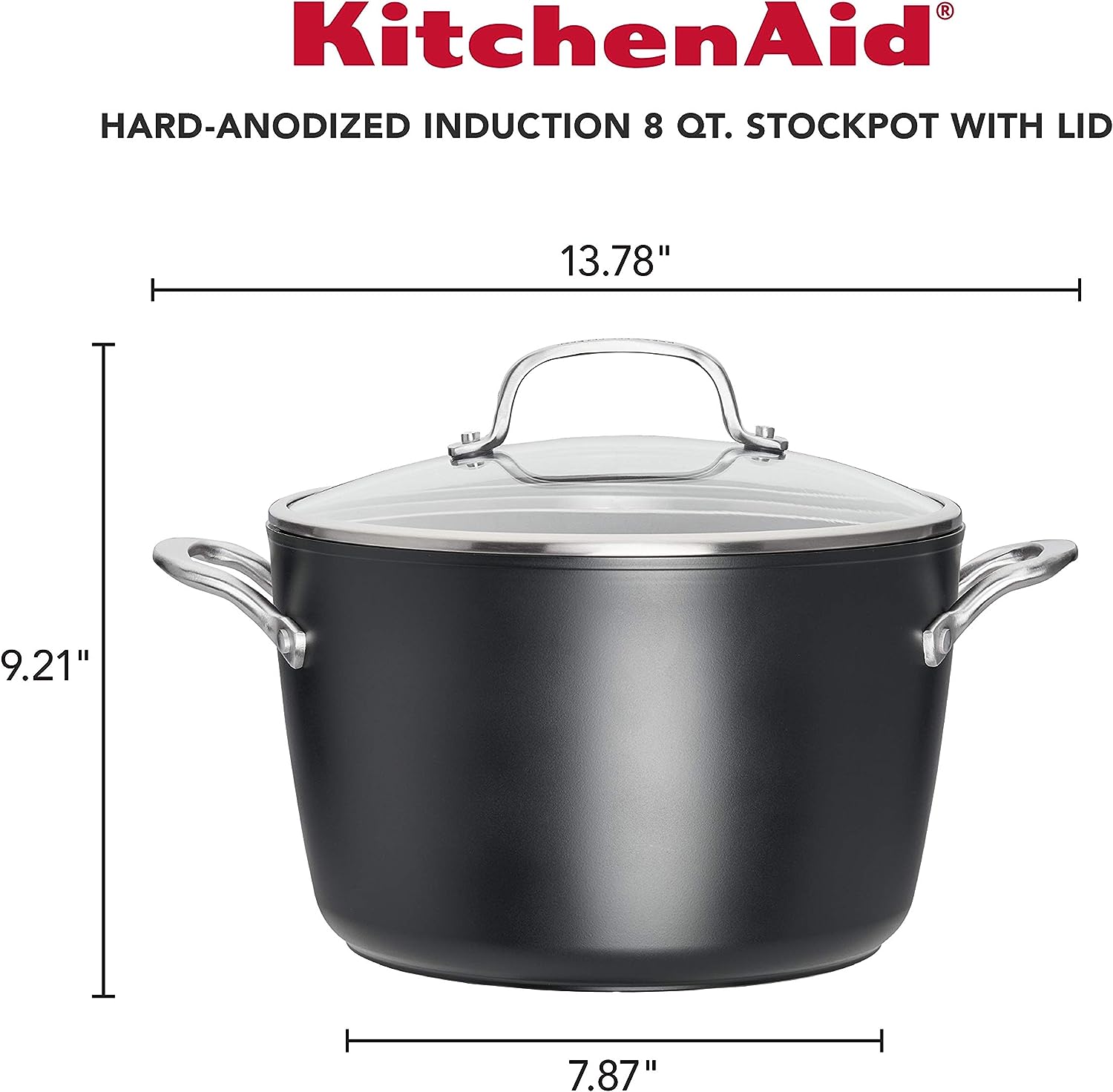 Kitchenaid 8 qt. Nonstick Hard-Anodized Aluminum Stockpot with Lid