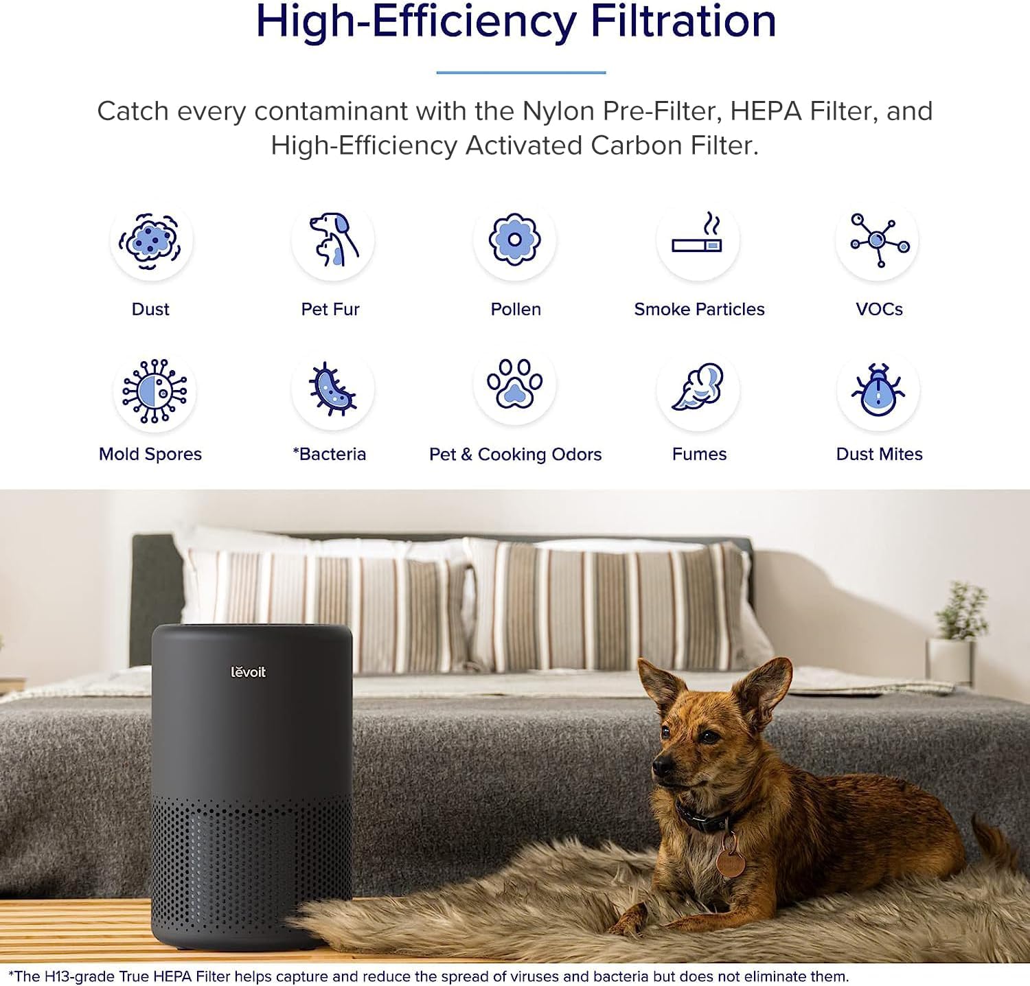 LEVOIT Air Purifier for Home Bedroom, HEPA  
