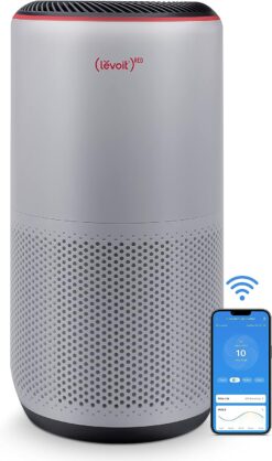 LEVOIT Air Purifiers (RED) for Home Large Room Up to 1980 Ft² in 1 Hr With Air Quality Monitor, Smart WiFi and Auto Mode, HEPA Filter Captures Pet Allergies, Smoke, Dust, Pollen, Core 400S, Gray
