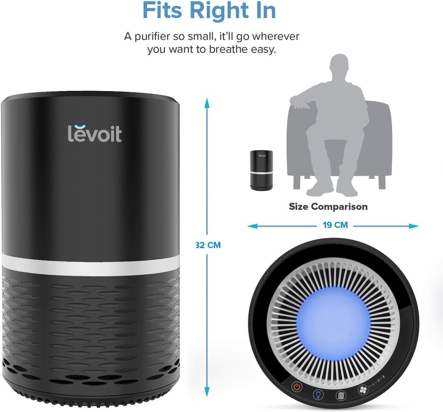 LEVOIT Air Purifiers for Home, HEPA Filter for Smoke, Dust and Pollen in  Bedroom, Ozone Free, Filtration System Odor Eliminators for Office with  Optional Night Light, 1 Pack, Black : Home & Kitchen 
