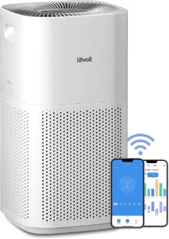 LEVOIT Air Purifiers for Home Large Room, Covers Up to 3175 Sq. Ft, Smart WiFi and PM2.5 Monitor, Hepa Filter Captures Particles, Smoke, Pet Allergies, Dust, Pollen, Alexa Control, Core 600S, White
