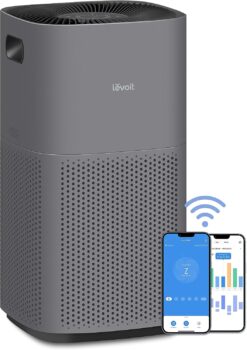 LEVOIT Air Purifiers for Home Large Room, Covers up to 3175 Sq. Ft, Smart WiFi and PM2.5 Monitor, Hepa Filter Captures Particles, Pet Allergies, Smoke, Dust, Pollen, Alexa Control, Core 600S, Gray
