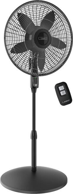 Lasko Oscillating Pedestal Fan, Adjustable Height, Remote Control, 4 Speeds, for Bedroom, Living Room, Home Office and College Dorm Room, 18