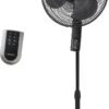 Lasko Oscillating Pedestal Fan, Thermostat, Adjustable Height, Remote Control, Timer, 4 Speeds, for Bedroom, Living Room, Office & Dorm, 16", Black, S16612