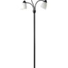 Mainstays 3 Head Floor Lamp Black with White Plastic Shades and with LED Bulbs Included