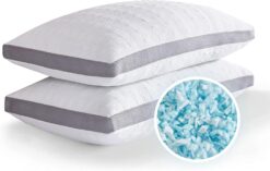 Meoflaw Cooling Pillows King Size Set of 2,Shredded Memory Foam Bed Pillows for Sleeping, Supportive King Pillows for Back & Side Sleepers,Adjustable 2 Pillows King Size with Washable Removable Cover