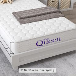 NapQueen 6 Inch Innerspring Queen Size Medium Firm Support Relief Mattress, Bed in a Box