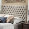 Noble House Abigail Queen Button Sand Tufted Fabric Headboard, Beige