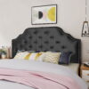Noble House Miller Velvet Queen/Full Headboard, Black
