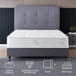 OLIVER & SMITH SINCE 1921 Queen Size Mattress - 10 Inch Cool Memory Foam & Spring Hybrid Mattress with Breathable Cover - Comfort Plush Euro Pillow Top - Rolled in a Box - Oliver & Smith