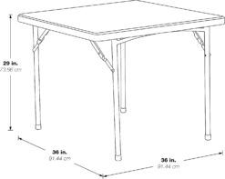 Office Star Resin Folding Table for Banquets, Picnics, and Parties, 36 Inch, Square
