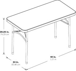 Office Star Resin Multipurpose Rectangle Folding Table for Indoor or Outdoor Use, 4 Feet x 2 Feet