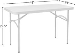 Office Star Resin Multipurpose Rectangle Folding Table for Indoor or Outdoor Use, 4 Feet x 2 Feet