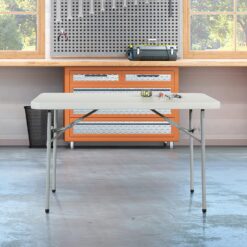 Office Star Resin Multipurpose Rectangle Folding Table for Indoor or Outdoor Use, 4 Feet x 2 Feet
