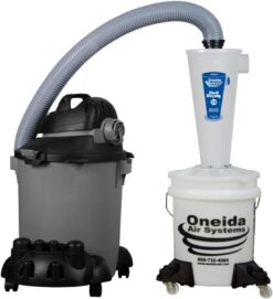 Oneida Air Systems Dust Deputy 2.5 Deluxe Cyclone Separator Kit with 10-Gallon Mobile Steel Dust Bin for Wet/Dry Shop Vacuums (DD 2.5 Deluxe 10-Gal)