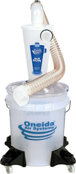 Oneida Air Systems Dust Deputy Deluxe Cyclone Separator Kit with Caster Mounts and Collapse-Proof Bucket for Wet/Dry Shop Vacuums (DD Deluxe 5-Gal)