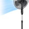 PELONIS 16'' Pedestal Remote Control, Oscillating Stand Up Fan 7-Hour Timer, 3-Speed and Adjustable Height, PFS40A4BBB, Supreme 16"-Black
