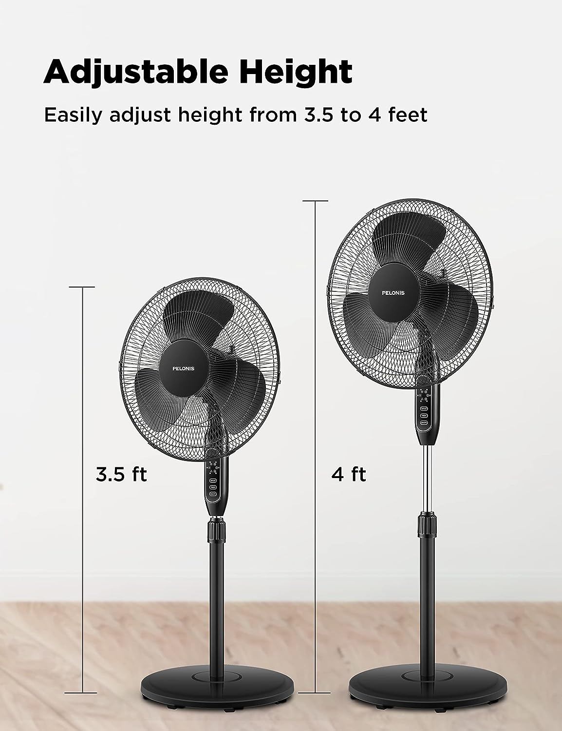 16 Inches Adjustable Height Fan with Quiet Oscillating Stand for Home and  Office - Costway