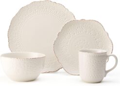 Pfaltzgraff Chateau Cream 16-Piece Stoneware Dinnerware Set, Service for 4, Off White