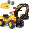 Play22 Toy Tractors for Kids Ride On Excavator - Music Sounds Digger Scooter Tractor Toys Bulldozer Includes Helmet with Rocks - Ride on Tractor Pretend Play - Toddler Tractor Construction Truck