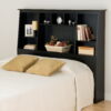 Prepac Sonoma Full/Queen Tall Slant-Back Free Standing Bookcase Headboard, Black