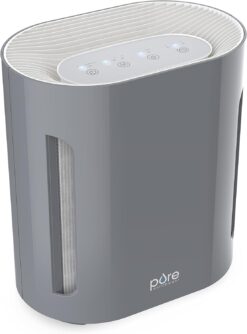 Pure Enrichment® PureZone™ Air Purifier for Medium-Large Rooms (300 sq ft), UV-C Light, 3 Stage Filtration, H13 HEPA Filter Helps Remove up to 99.97% of Bacteria, Allergens, Germs, Smoke, Dust (Gray)
