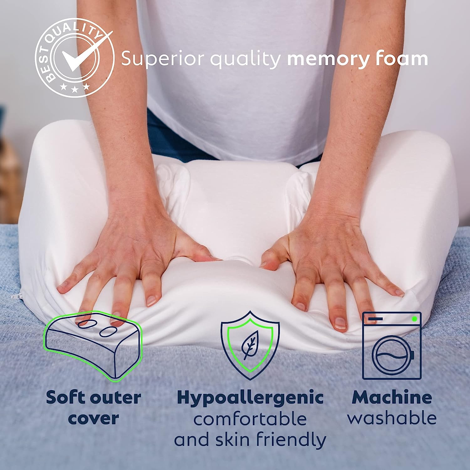 PureComfort – Side Sleeping Pillow Height Adjustable Ear Pain Relief CPAP Pillow Wrinkle Prevention TMJ Advanced Memory Foam with Soft Cover (Soft)4