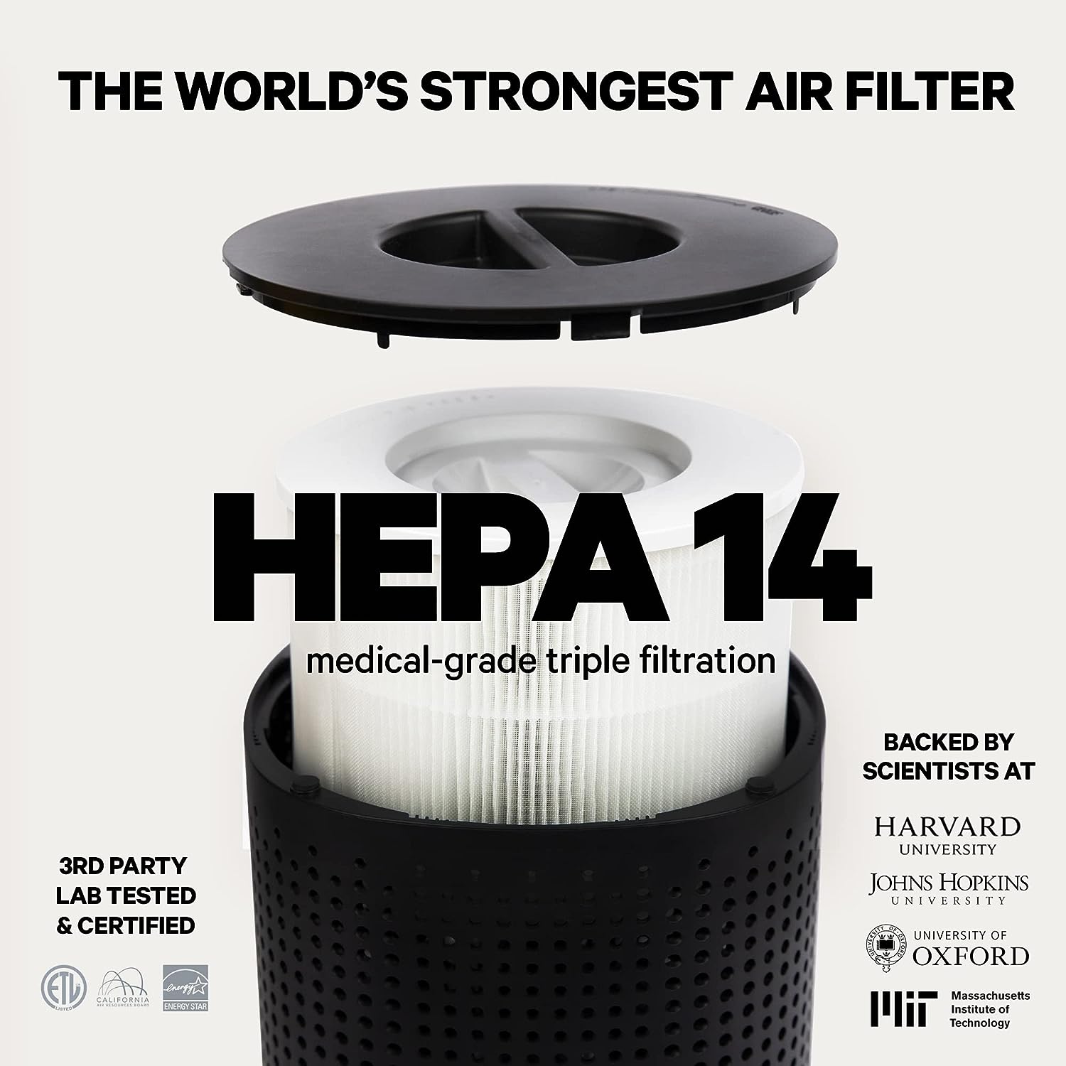 BLACK+DECKER 3-Speed White HEPA Air Purifier ENERGY STAR (Covers