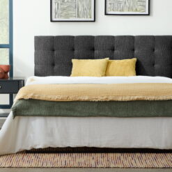 Rest Haven Eugene Square Tufted Upholstered Headboard, Twin/Twin XL, Charcoal