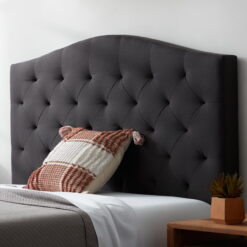 Rest Haven Hillboro Curved Edge Upholstered Headboard, Full, Charcoal