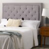 Rest Haven Medford Rectangle Upholstered Headboard with Diamond Tufting, King, Gray