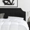 Rest Haven Scallop Edged Upholstered Headboard, Queen, Black