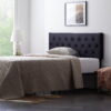 Rest Haven Tufted Velvet Upholstered Headboard, California King, Black