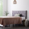 Rest Haven Tufted Velvet Upholstered Headboard, California King, Gray