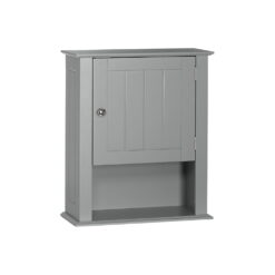 RiverRidge Home Ashland Collection Bath Single Door Wall Cabinet with Open Shelf, Gray