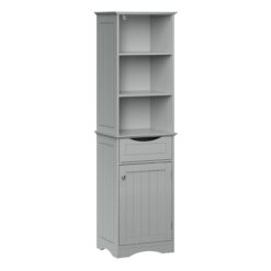 RiverRidge Home Ashland Tall Linen Storage Cabinet with Drawer, Gray