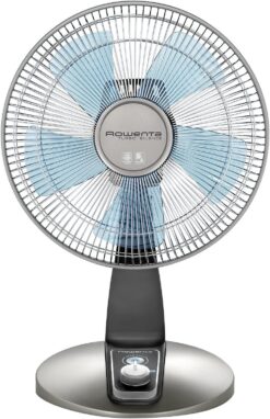 Rowenta Turbo Silence Table Fan 18 Inches Ultra Quiet Fan Oscillating, Portable, 4 Speeds, Manual Turn Dial, Indoor VU2531, Bronze