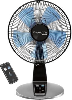 Rowenta Turbo Silence Table Fan with Remote 18 Inches Ultra Quiet Fan Oscillating, Portable, 5 Speeds, Indoor VU2660, Black