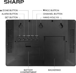 SHARP Atomic Clock - Never Needs Setting! –Easy to Read Numbers - IndoorOutdoor Temperature