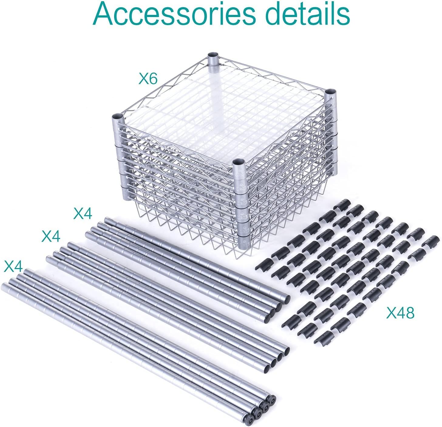 SINGAYE Storage Shelves, 6-Tier Wire Shelving Unit with Baskets Storage Rack Corner Shelf Shelving Adjustable Storage Shelf, 13.4 D x 13.4 W x 62.99 H,Silver8