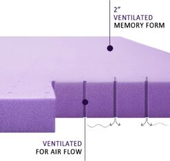 SINWEEK 2 Inch Gel Memory Foam Mattress Topper Ventilated Soft Mattress Pad, Bed Topper, CertiPUR-US Certified, Twin XL Size, Purple