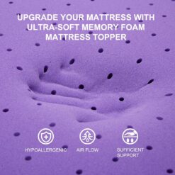 SINWEEK 2 Inch Gel Memory Foam Mattress Topper Ventilated Soft Mattress Pad, Bed Topper, CertiPUR-US Certified, Twin XL Size, Purple