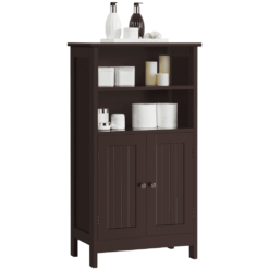 SMILE MART 5-Tier Wooden Bathroom Floor Cabinet, Espresso