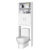 SMILEMART 8" Width Wooden Over Toilet Storage Cabinet with Door for Bathroom, White