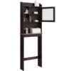 SMILE MART Wooden over Toilet Cabinet Bathroom Space Saver Storage Cabinet with Glass Door