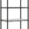 SONGMICS 7-Tier Metal Storage Shelves, Wire Shelving Unit, Adjustable Shelves, Garage Shelving, Kitchen, Living Room Storage Rack, Shelf Liners, 8 Hooks, Total Max. Load 616 lb, Black ULGR067B01