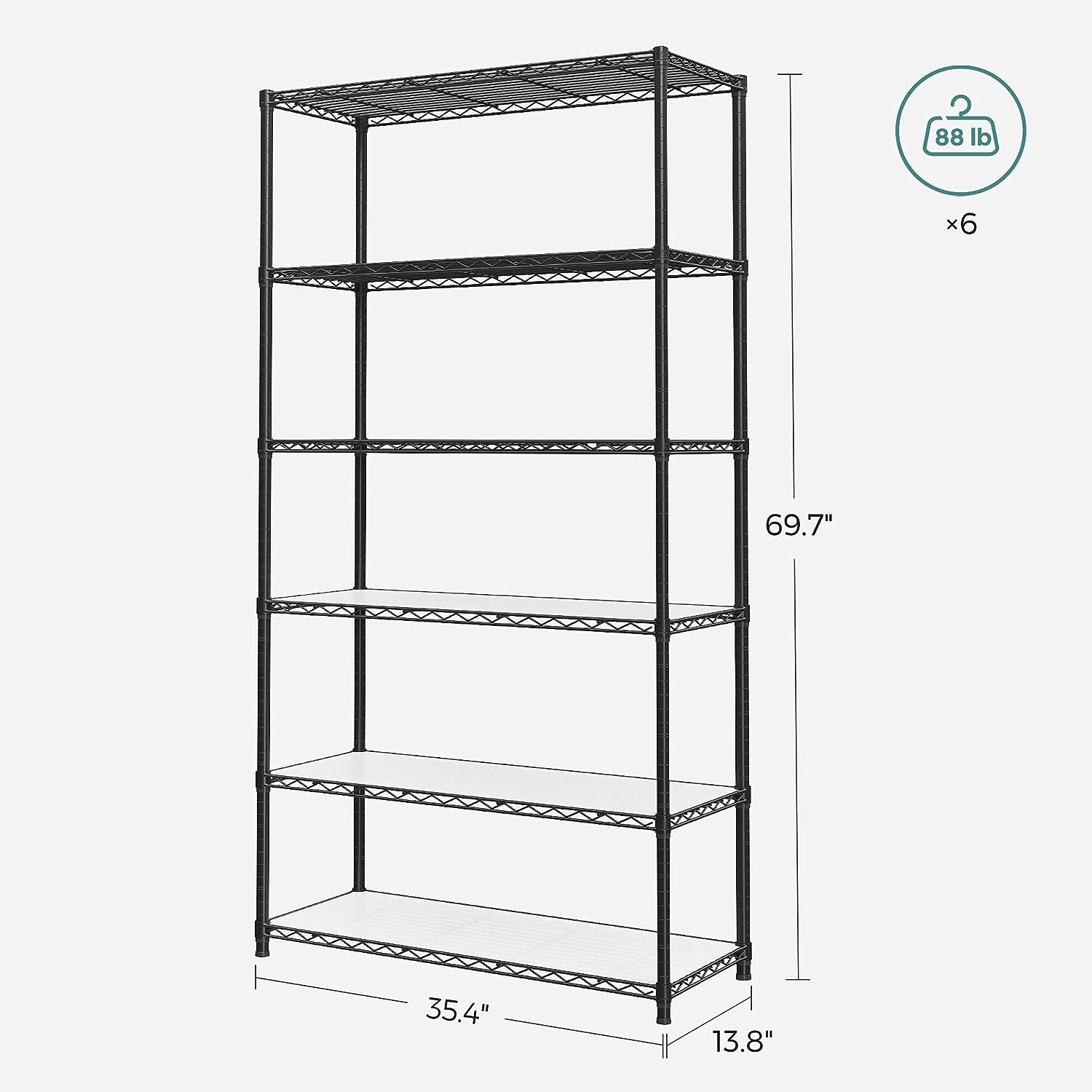 SONGMICS 5-Tier Storage Shelf Shelving Unit Heavy Duty Kitchen Storage  Metal Garage Storage Organizer with X Side Frames Black