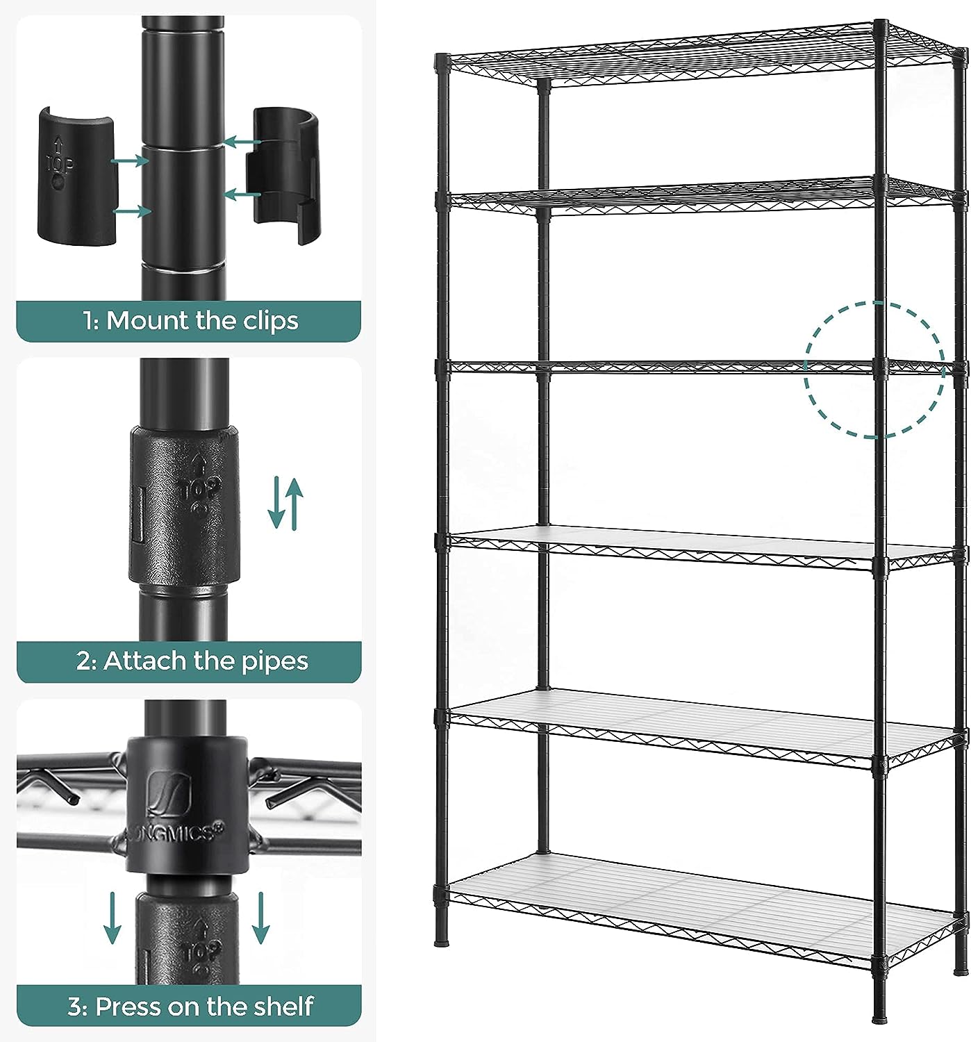 Shelving Unit with Shelf Liners ,Adjustable, Steel Wire Shelves